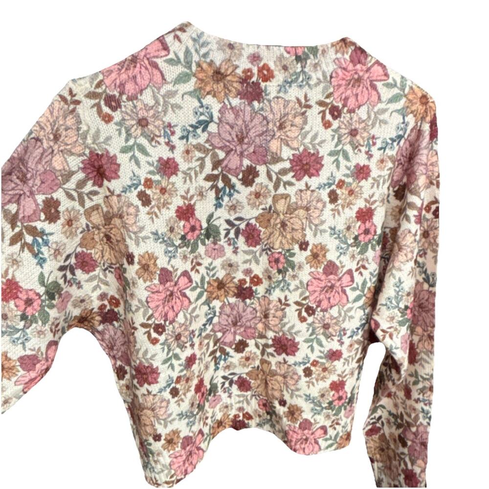 So Me Multicolor Floral Knit Button-Up Cardigan Sweater Women's size M - Picture 3 of 5